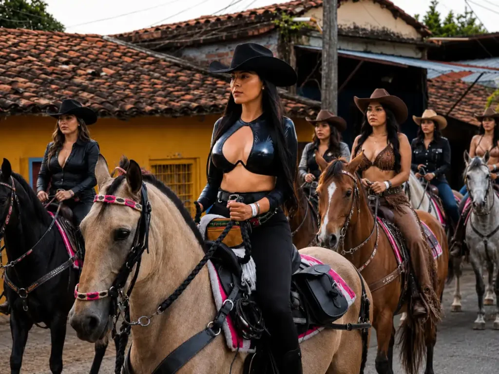 Amazonas en cabalgata durante festejos en Obando, inspiración del poema erótico Pasión de Gavilanas.